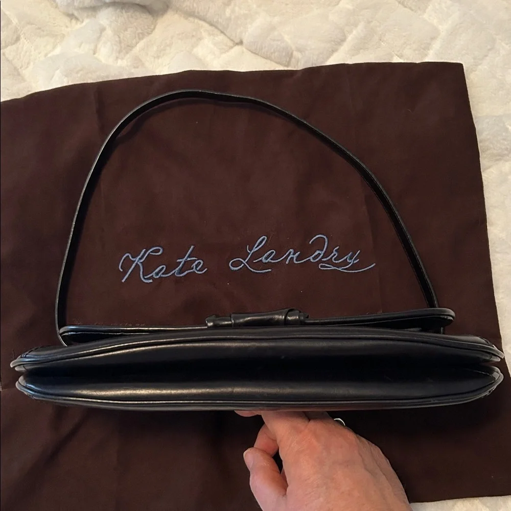 Kate Landry Black and Brown Leopard Print Shoulder Bag